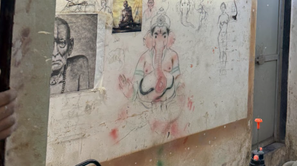 Drawings/sketches of Lord Ganesha on the wall