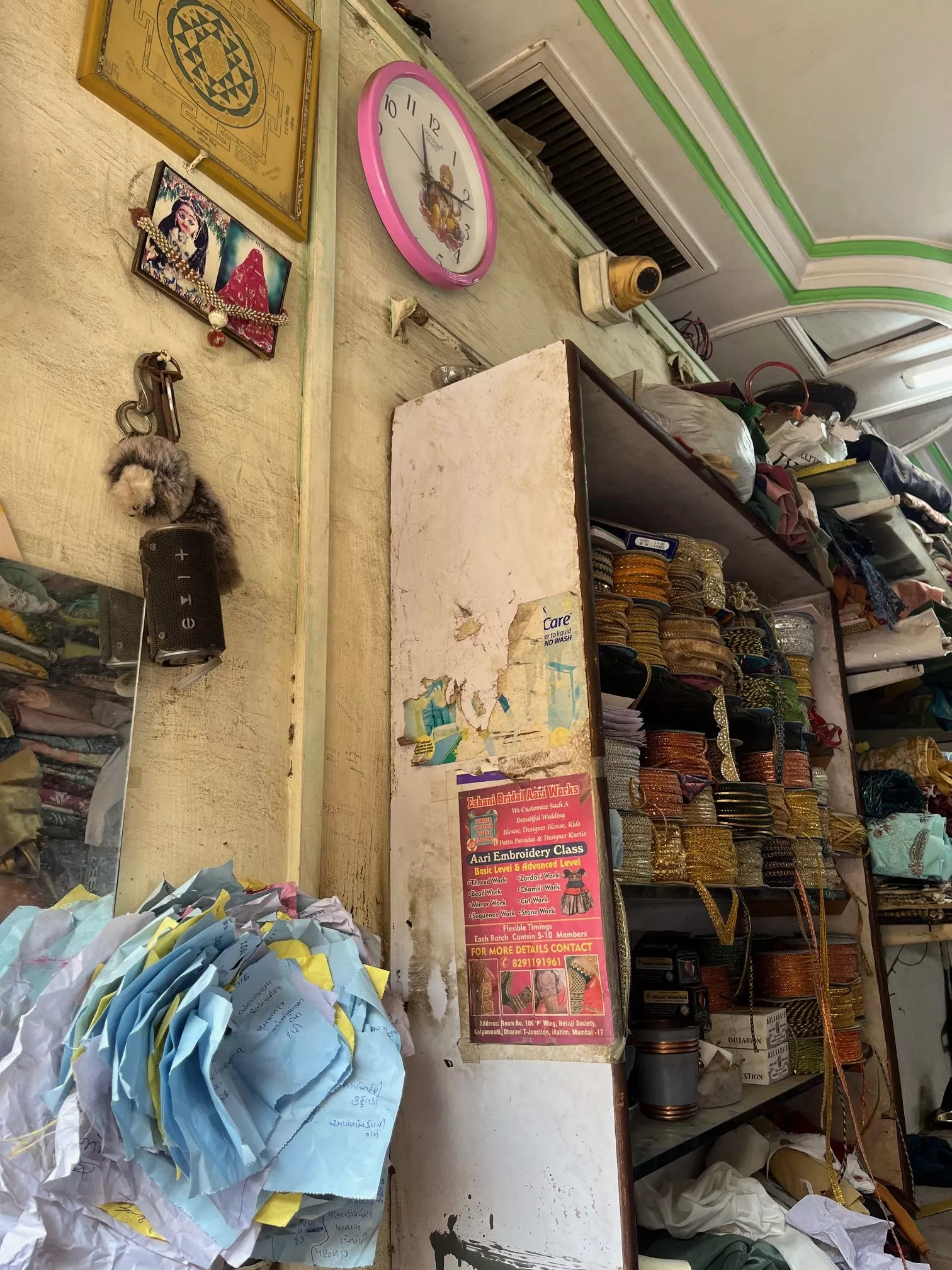 The interior of Anil's shop.