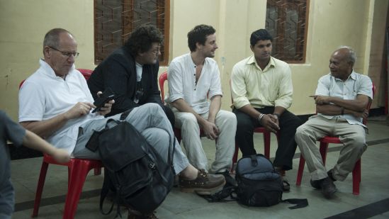 From the Left: Pierre Frey (author of Learning from Vernacular), Vincent Kaufmann (Director of LASUR), both professors at the Swiss Polytechnic Institute of Lausanne (EPFL). From the right: Bhau Korde (social activist in Dharavi), Himanshu Keny (resident of Koliwada in Dharavi) and Matias Echanove (URBZ/Urbanology).