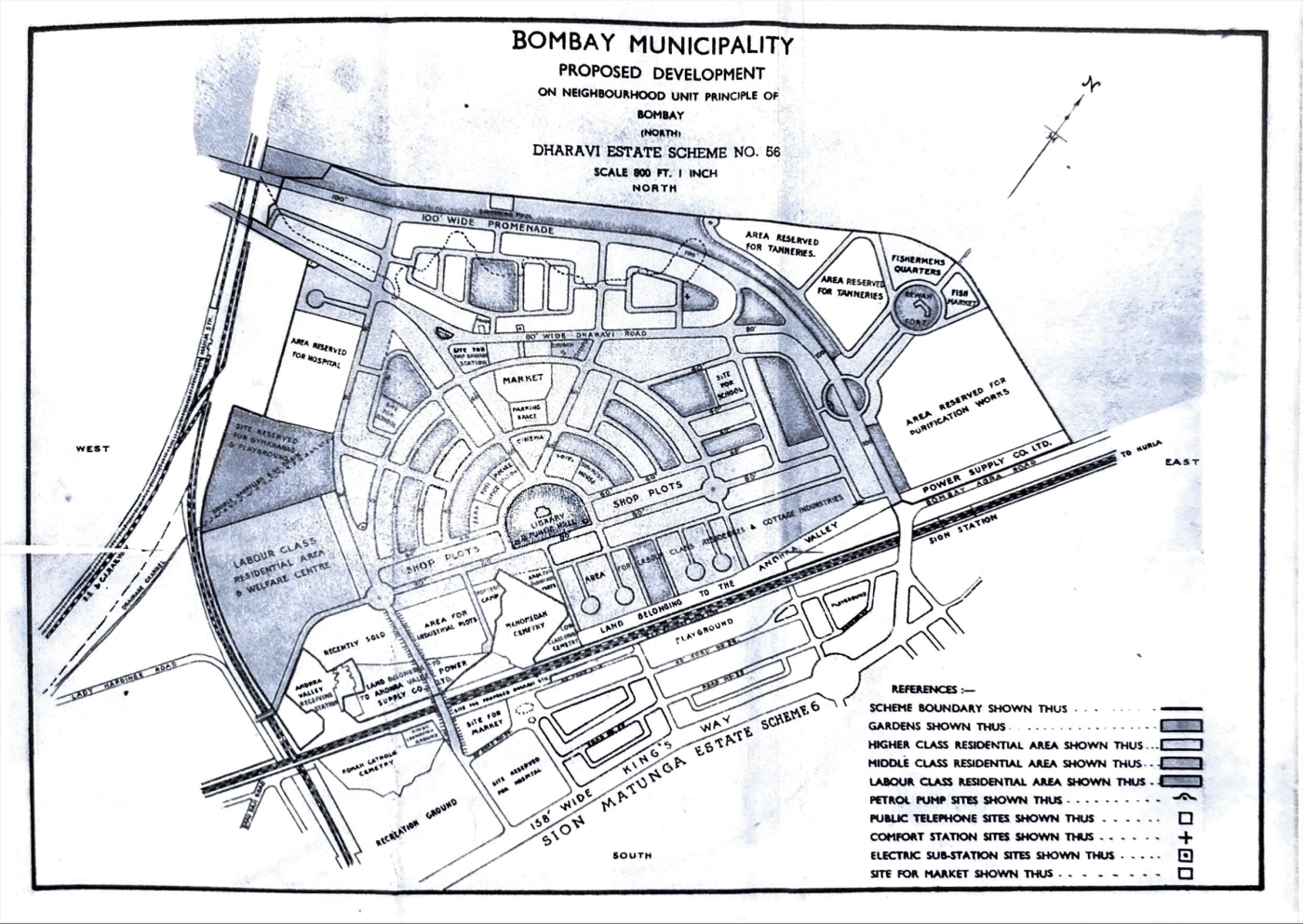 Bombay Municipal Corporation. (1945). Dharavi Estate Neighborhood Unit. In: Robert Stephens. (2022). Imagined Bombay: An Illustrated History of the Unbuilt City.