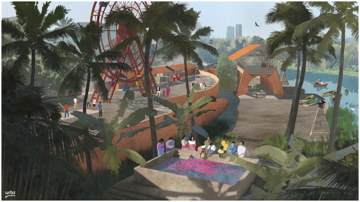 Overlooking the two levels of the proposed design