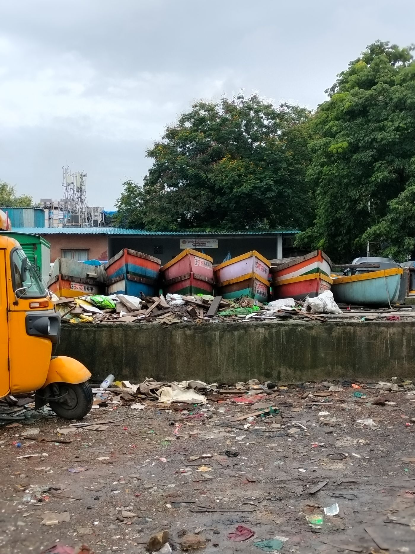 Boats are piled up and exposed during the monsoon season