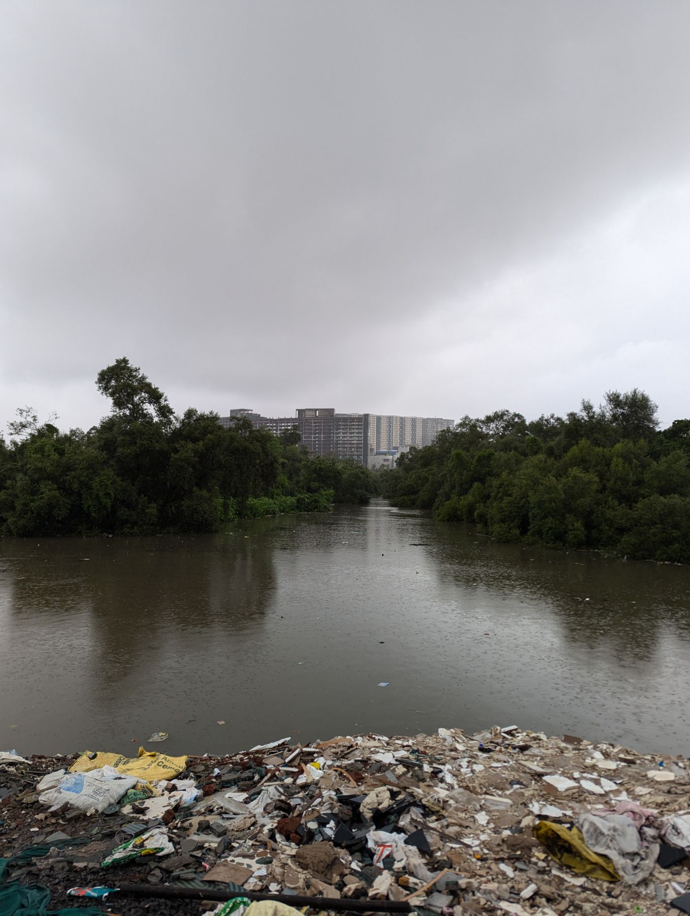 View from the site on a rainy day, overlooking Bandra Kurla Complex