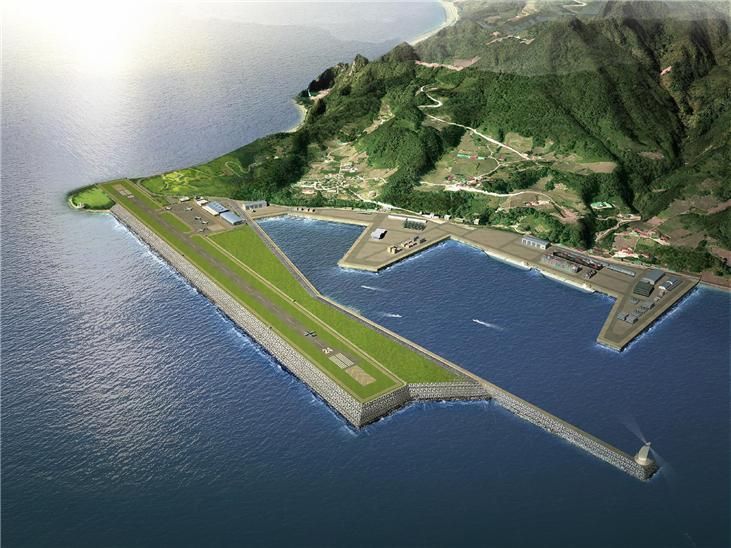 The original plan of the airport is to build with the rocks obtained from the island; however, there are no takers who are willing to take the project up, concerned that the material is not suitable. 