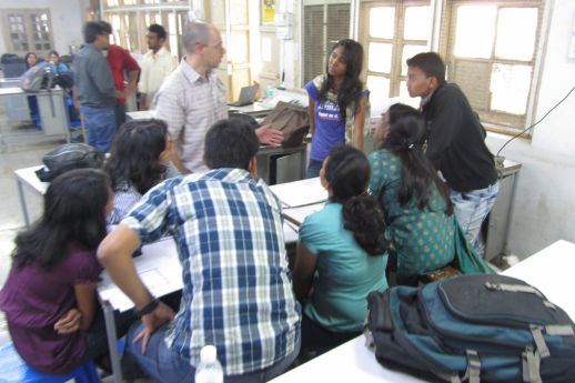 Marco Ferrario of Micro Homes Solutions (New Delhi) with some of the students.