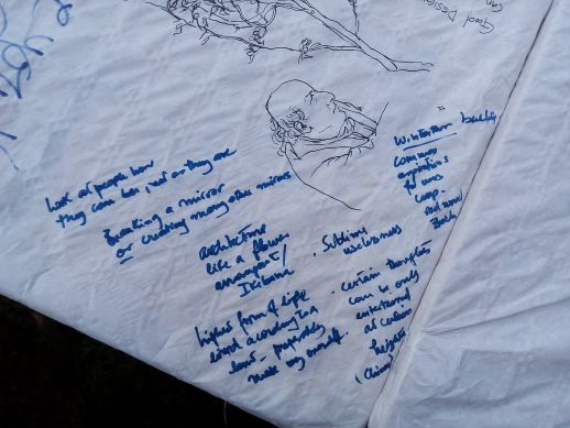 Notes on the tablecloth during Yehuda's talk at Delta V workshop