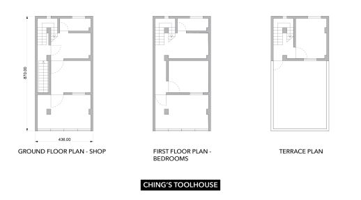 Floor plans of Ching's tool house in Shenzhen