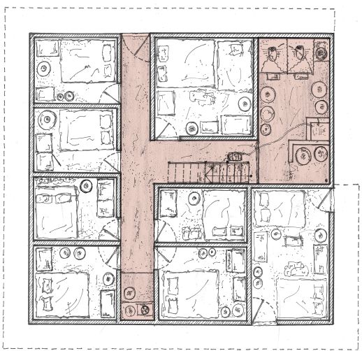 The ground floor plan of Selim’s house, a multi-generational residence
