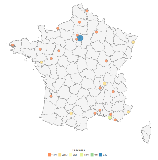 Figure 1 - Population in Cities of France (Source: https://worldpopulationreview.com/countries/cities/france)