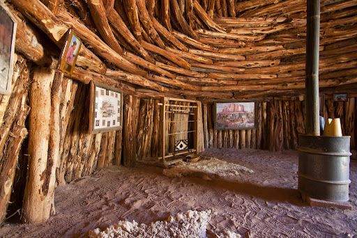 Interior of traditional Navajo hogan. Source: flickr.com.