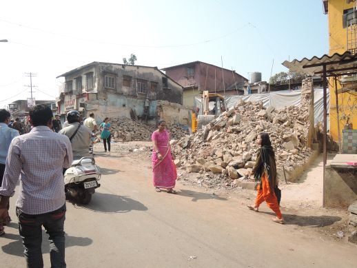 Demolition of shops in Dharavi Koliwada for construction of a commercial unit