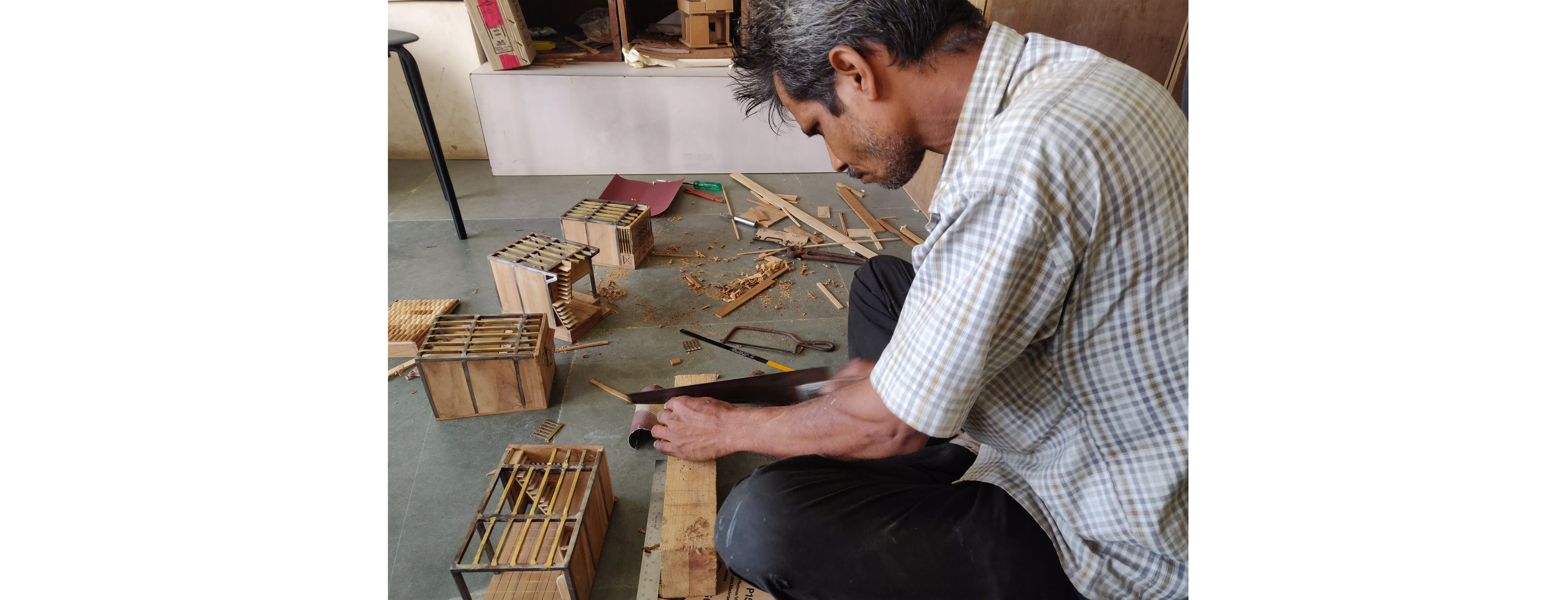 Cutting and fixing of walls.