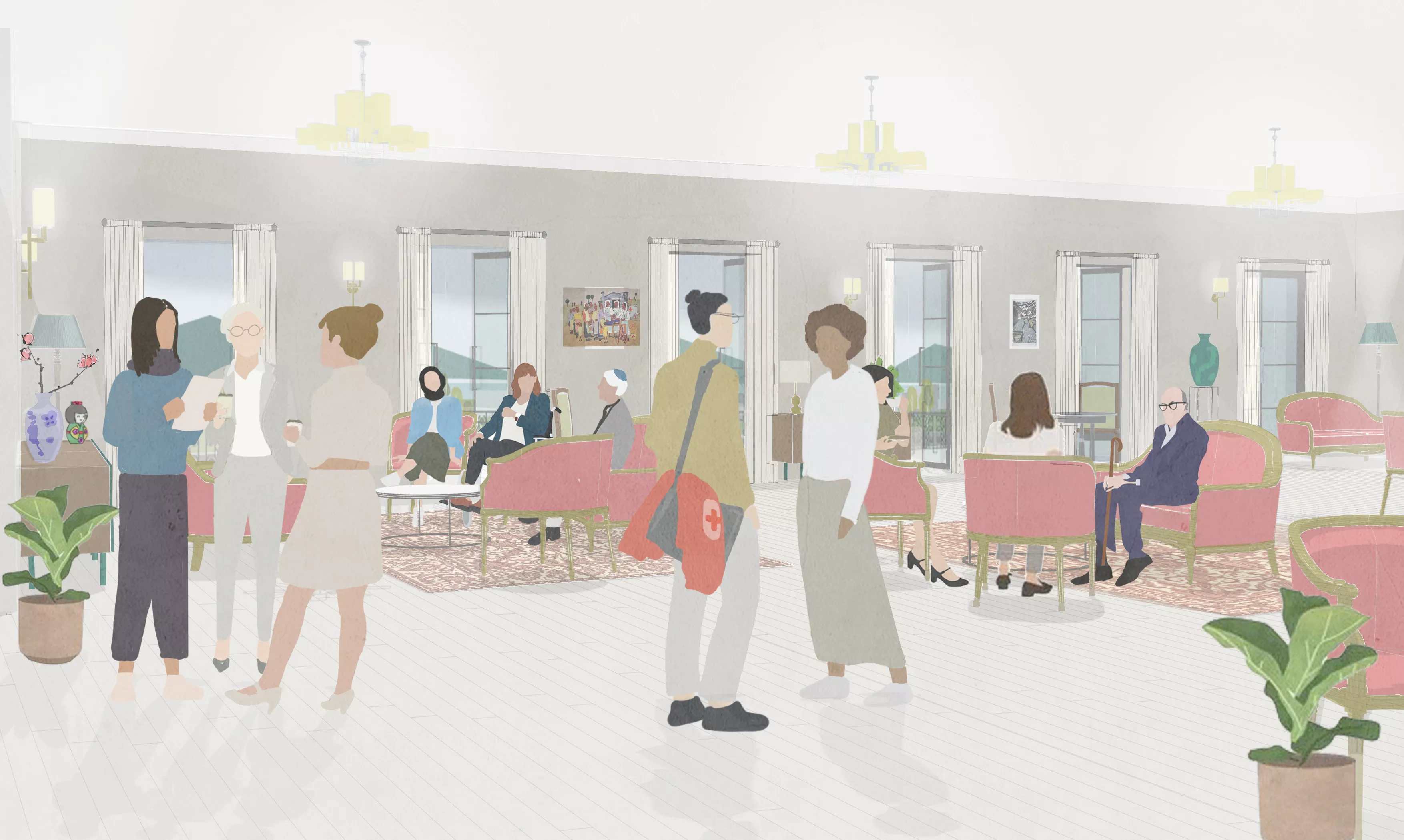 A view of the Carlton building from inside - with a new space for informal meetings