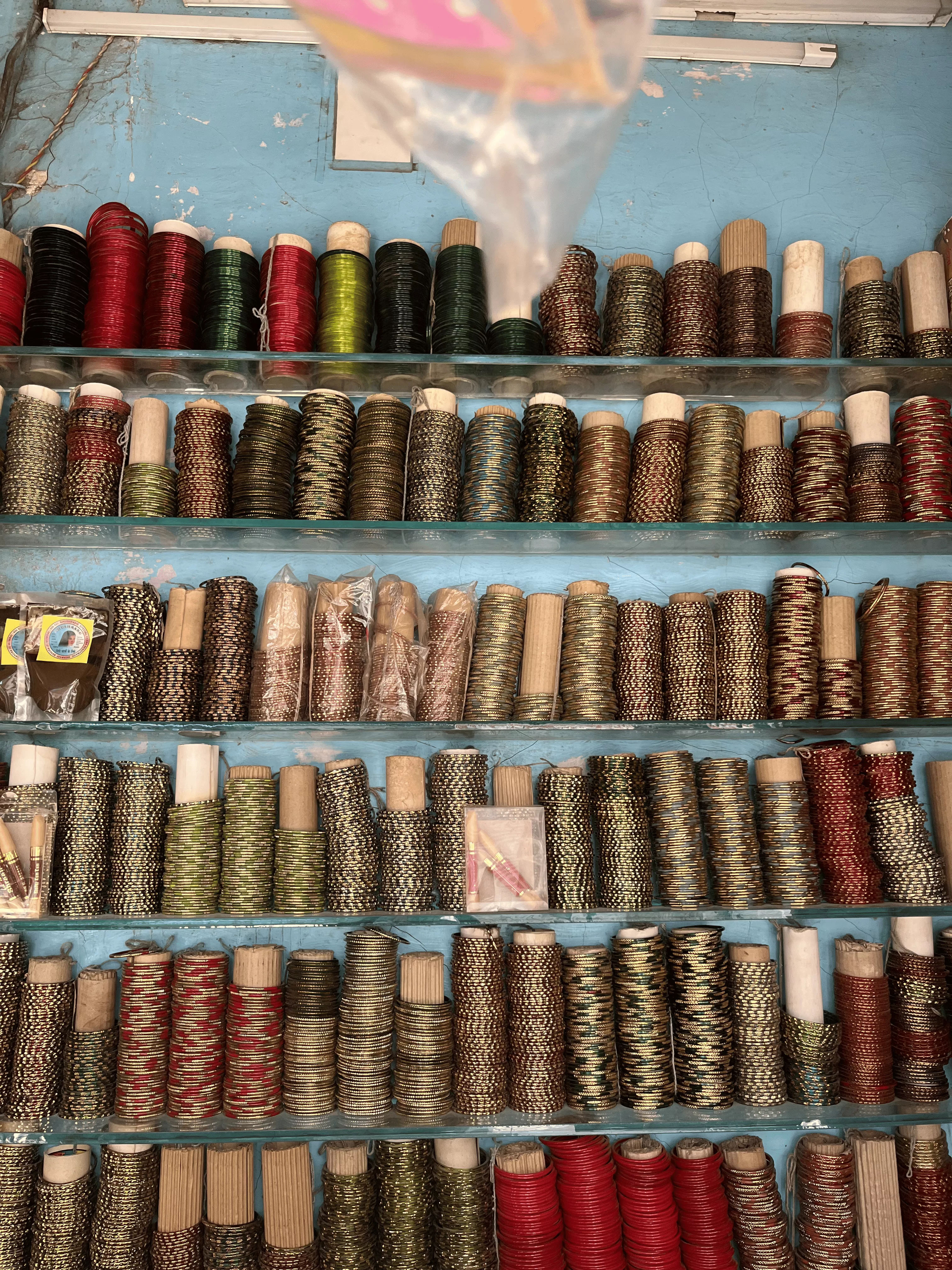 The wide variety of bangles at her shop.