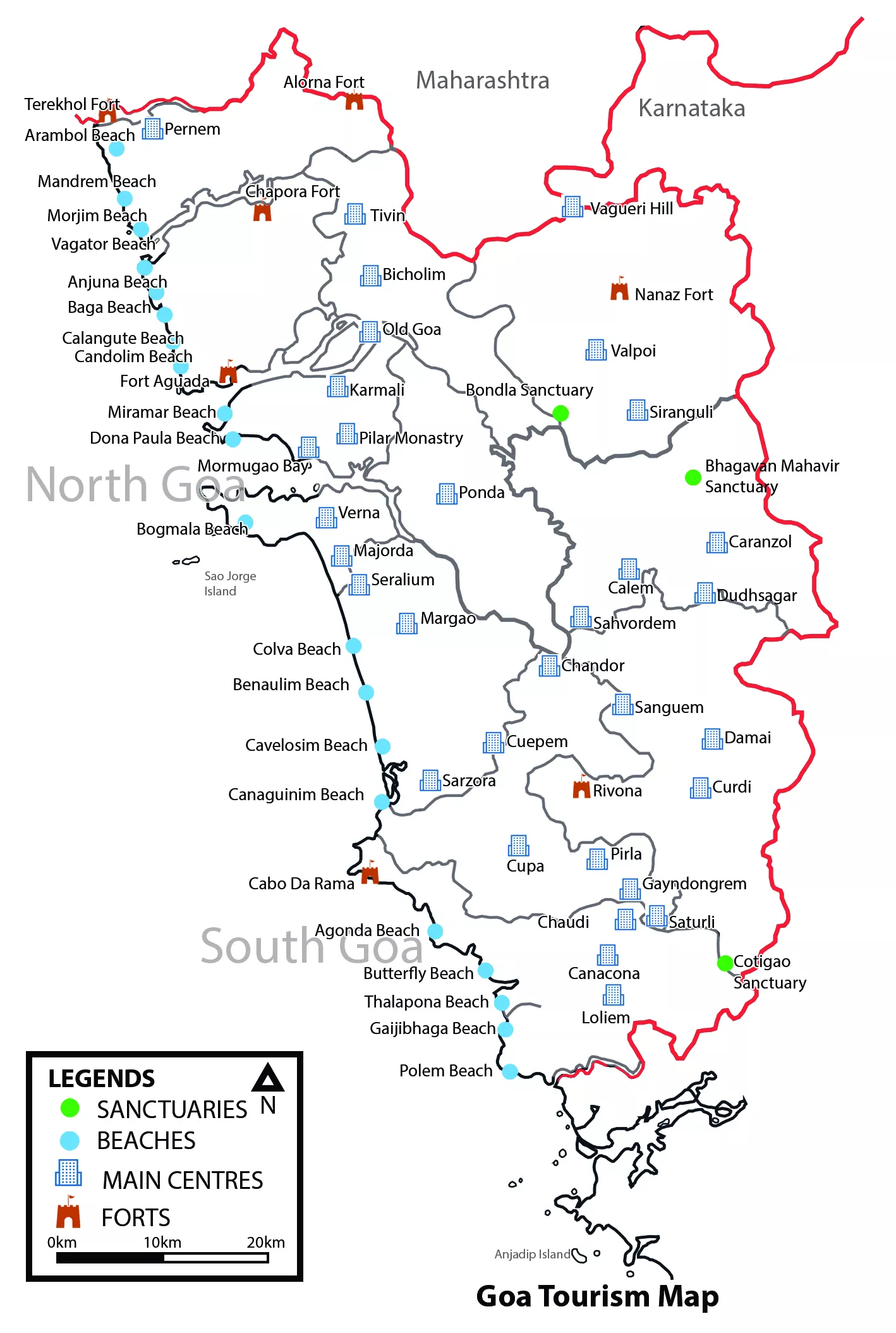 Tourism Map of Goa 