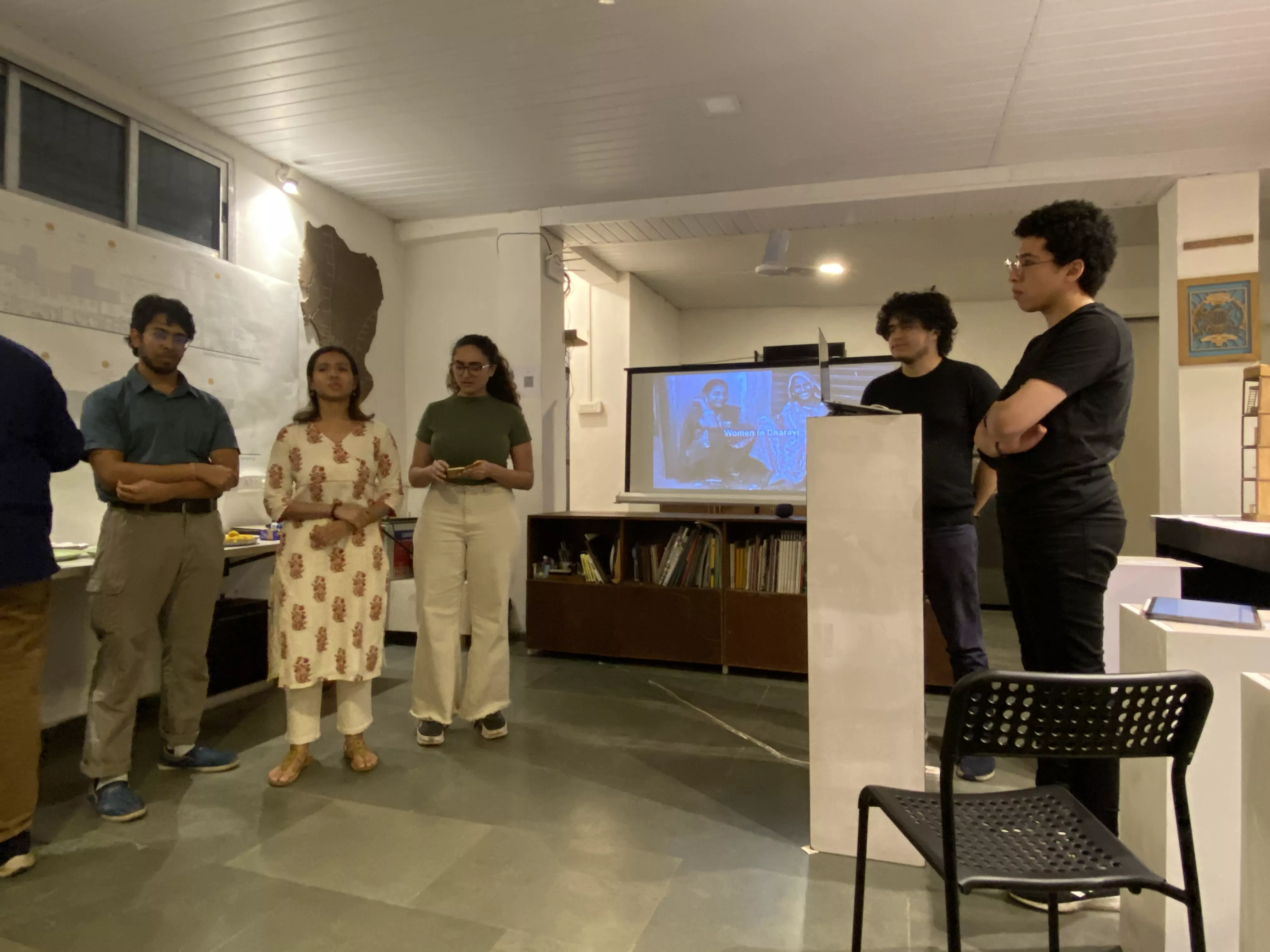 NYUAD students presenting their projects at the Homegrown street exhibition