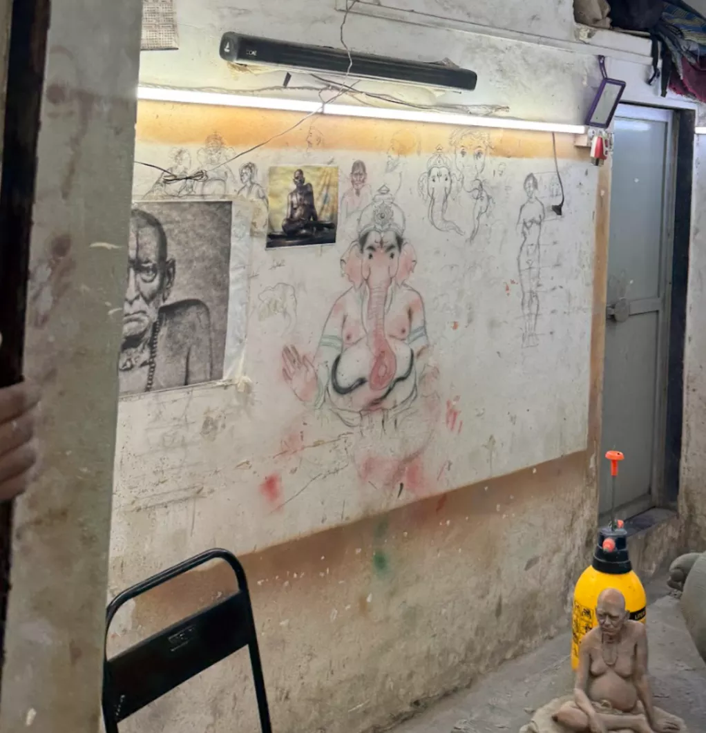 Drawings/sketches of Lord Ganesha on the wall