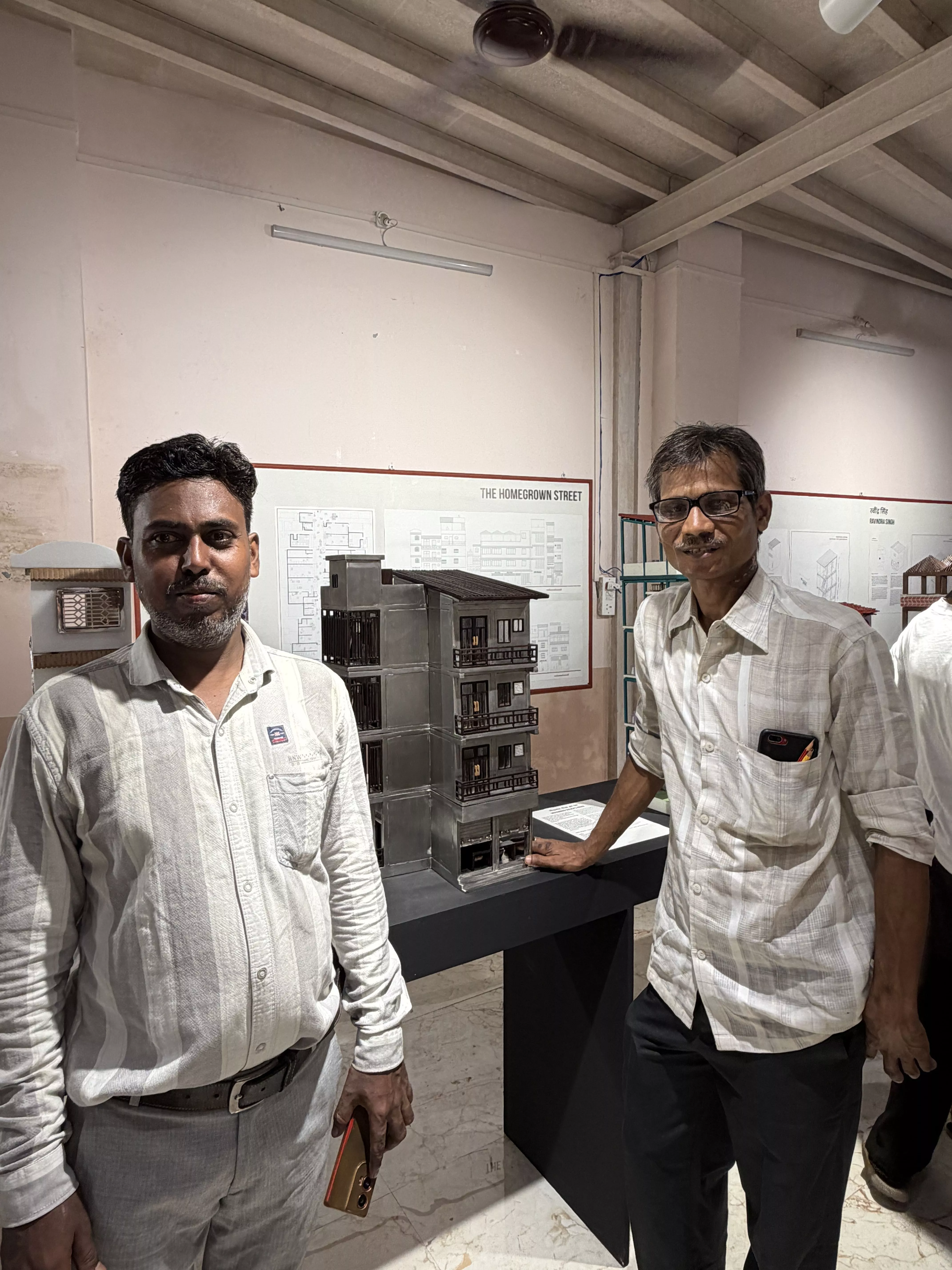 Akhtar Ali with Manoj Vishwakarma, a carpenter who has collaborated with several artisans on their models